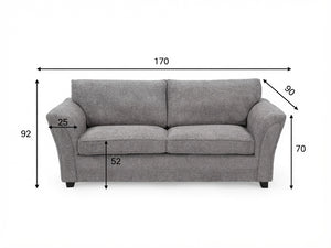 ZINA 2 SEATER SOFA - GREY
