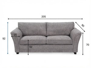 ZINA 3+2 SEATER SOFA SET - GREY