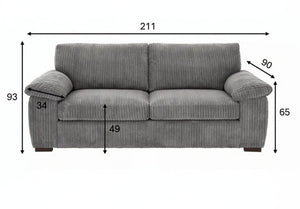 AMALFI 3 SEATER SOFA GREY