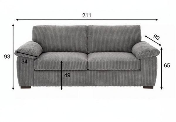 AMALFI 3 SEATER SOFA GREY