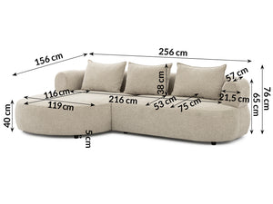 FERRO L-SHAPED LEFT HAND FACING CORNER SOFA - BEIGE