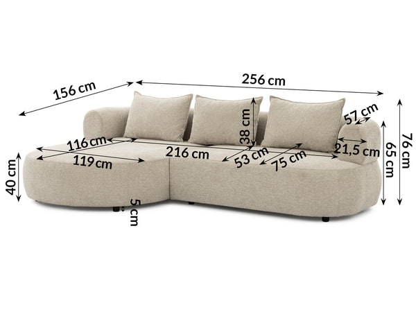 FERRO L-SHAPED LEFT HAND FACING CORNER SOFA - BEIGE