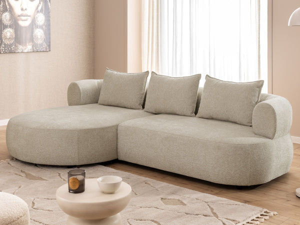 FERRO L-SHAPED LEFT HAND FACING CORNER SOFA - BEIGE