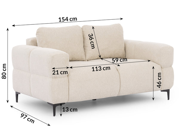 HELIO 2 SEATER SOFA - BEIGE