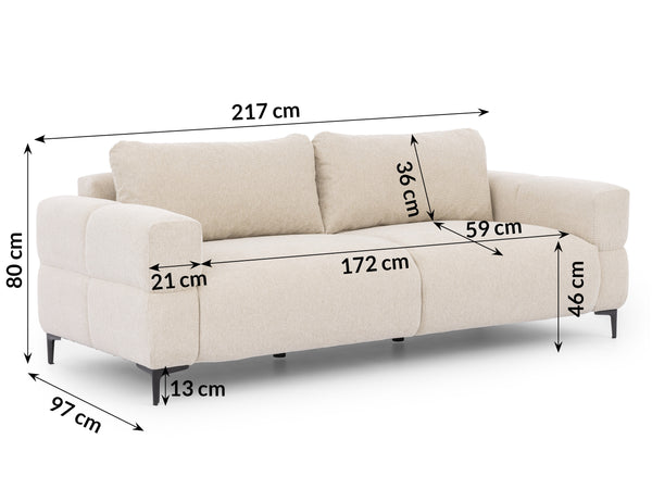 HELIO 3 SEATER SOFA - BEIGE