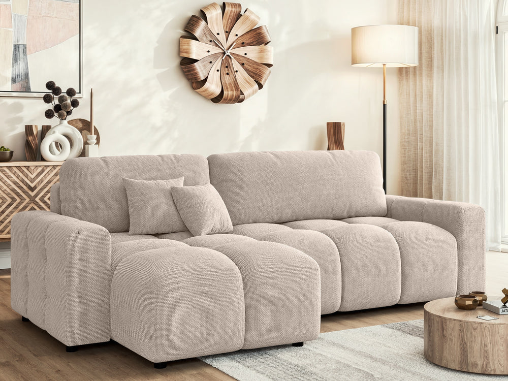 LUKI MODULAR L-SHAPED LEFT HAND FACING CORNER SOFA BED - BEIGE