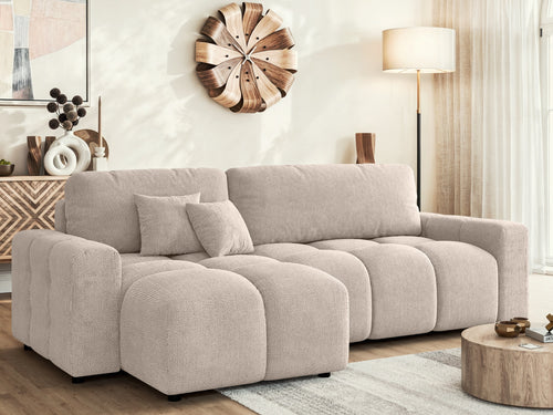 LUKI MODULAR L-SHAPED LEFT HAND FACING CORNER SOFA BED - BEIGE