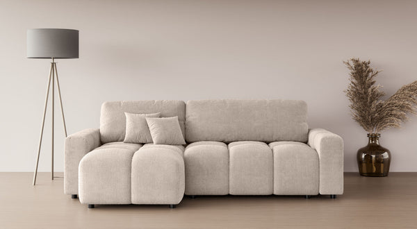 LUKI MODULAR L-SHAPED LEFT HAND FACING CORNER SOFA BED - BEIGE