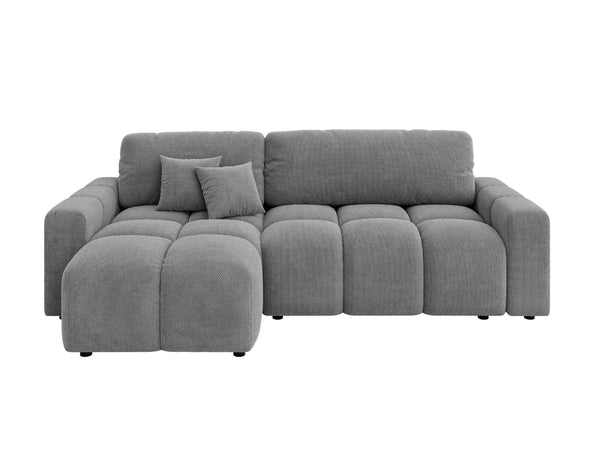LUKI MODULAR L-SHAPED LEFT HAND FACING CORNER SOFA BED - GREY