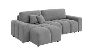 LUKI MODULAR L-SHAPED LEFT HAND FACING CORNER SOFA BED - GREY