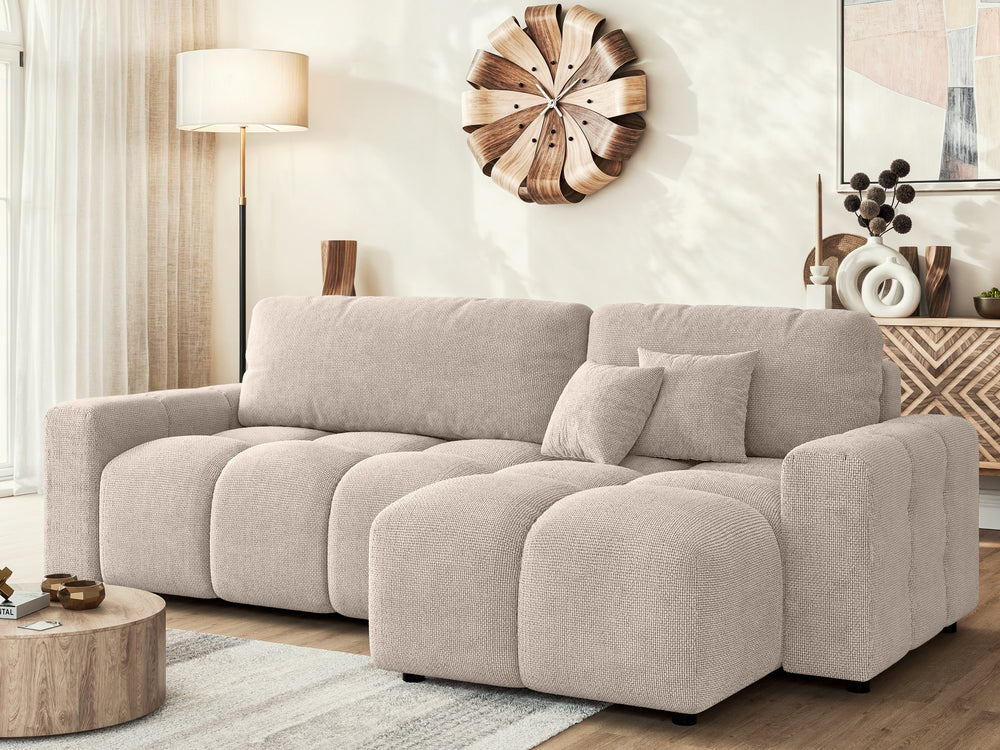 LUKI MODULAR L-SHAPED RIGHT HAND FACING CORNER SOFA BED - BEIGE