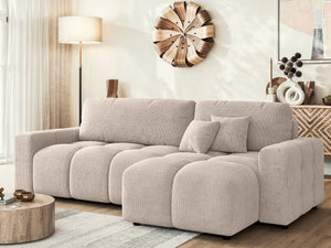 LUKI MODULAR L-SHAPED RIGHT HAND FACING CORNER SOFA BED - BEIGE