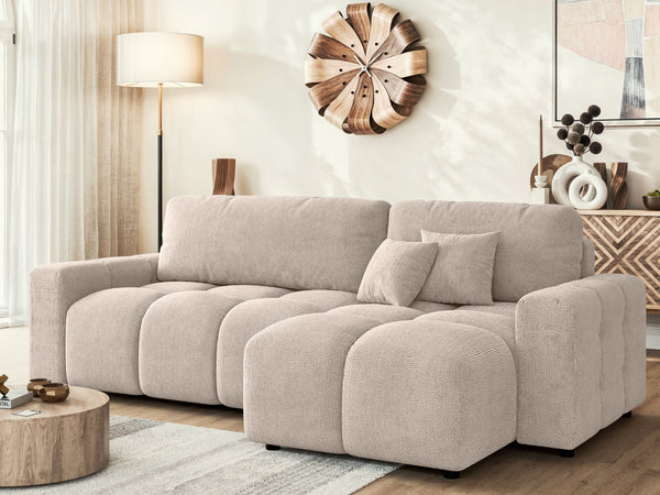 LUKI MODULAR L-SHAPED RIGHT HAND FACING CORNER SOFA BED - BEIGE
