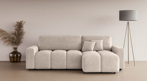 LUKI MODULAR L-SHAPED RIGHT HAND FACING CORNER SOFA BED - BEIGE