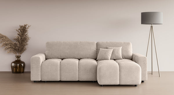 LUKI MODULAR L-SHAPED RIGHT HAND FACING CORNER SOFA BED - BEIGE