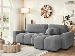 LUKI MODULAR L-SHAPED RIGHT HAND FACING CORNER SOFA BED - GREY