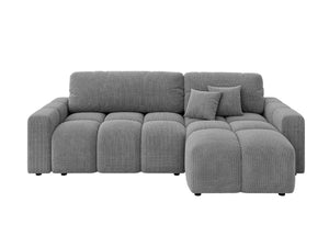 LUKI MODULAR L-SHAPED RIGHT HAND FACING CORNER SOFA BED - GREY
