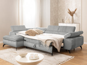 MARBEYA L-SHAPED LEFT HAND FACING CORNER SOFA-BED GREY