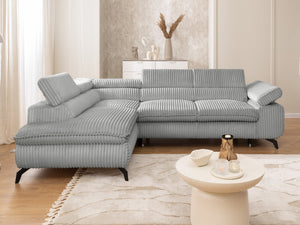 MARBEYA L-SHAPED LEFT HAND FACING CORNER SOFA-BED GREY