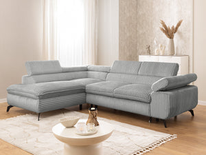 MARBEYA L-SHAPED LEFT HAND FACING CORNER SOFA-BED GREY