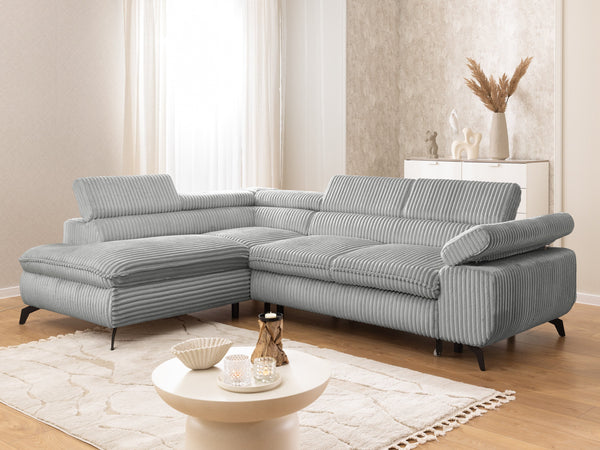 MARBEYA L-SHAPED LEFT HAND FACING CORNER SOFA-BED GREY