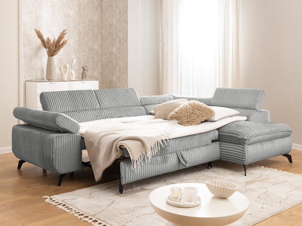 MARBEYA L-SHAPED RIGHT HAND FACING CORNER SOFA-BED GREY