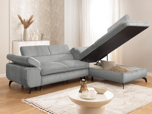 MARBEYA L-SHAPED RIGHT HAND FACING CORNER SOFA-BED GREY