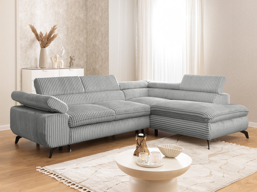 MARBEYA L-SHAPED RIGHT HAND FACING CORNER SOFA-BED GREY