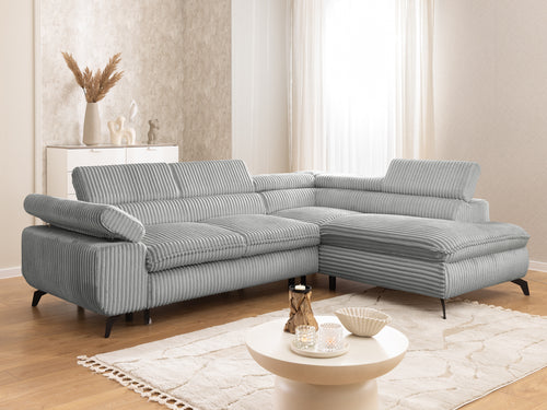 MARBEYA L-SHAPED RIGHT HAND FACING CORNER SOFA-BED GREY
