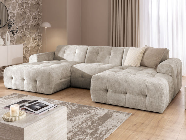 MELVA U-SHAPED CORNER SOFA - BEIGE