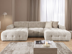 MELVA U-SHAPED CORNER SOFA - BEIGE