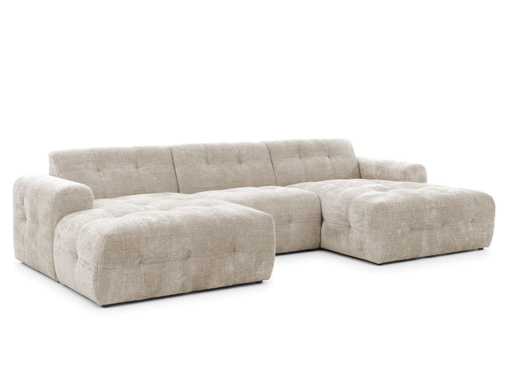 MELVA U-SHAPED CORNER SOFA - BEIGE