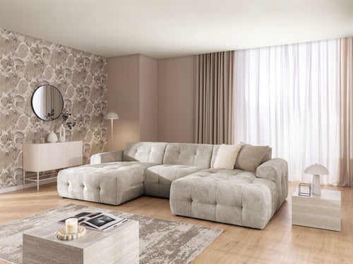 MELVA U-SHAPED CORNER SOFA - BEIGE