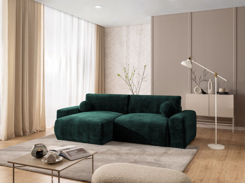 PUFFY MODULAR L-SHAPED LEFT HAND FACING CORNER SOFA BED - GREEN