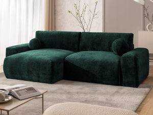 PUFFY MODULAR L-SHAPED LEFT HAND FACING CORNER SOFA BED - GREEN