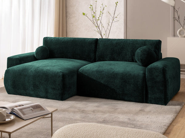 PUFFY MODULAR L-SHAPED LEFT HAND FACING CORNER SOFA BED - GREEN