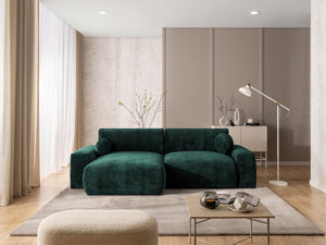 PUFFY MODULAR L-SHAPED LEFT HAND FACING CORNER SOFA BED - GREEN