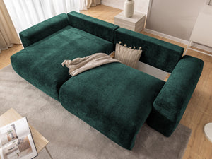 PUFFY MODULAR L-SHAPED LEFT HAND FACING CORNER SOFA BED - GREEN