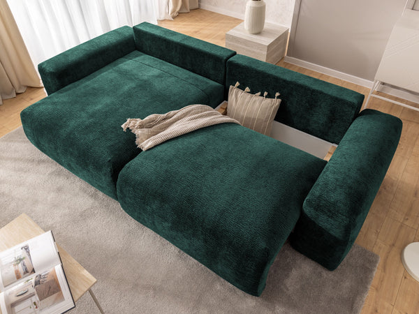PUFFY MODULAR L-SHAPED LEFT HAND FACING CORNER SOFA BED - GREEN