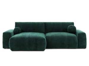 PUFFY MODULAR L-SHAPED LEFT HAND FACING CORNER SOFA BED - GREEN