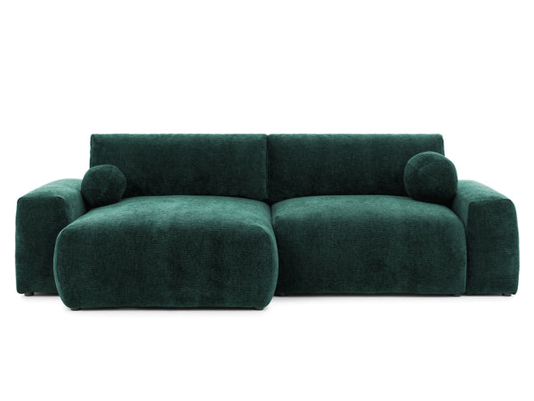 PUFFY MODULAR L-SHAPED LEFT HAND FACING CORNER SOFA BED - GREEN