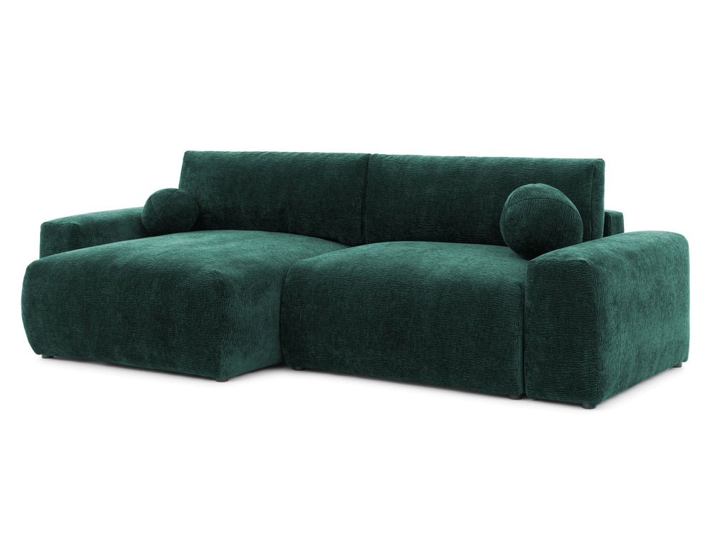 PUFFY MODULAR L-SHAPED LEFT HAND FACING CORNER SOFA BED - GREEN