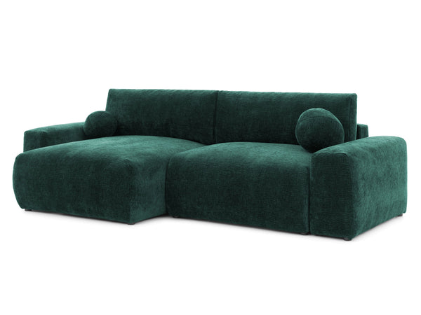 PUFFY MODULAR L-SHAPED LEFT HAND FACING CORNER SOFA BED - GREEN