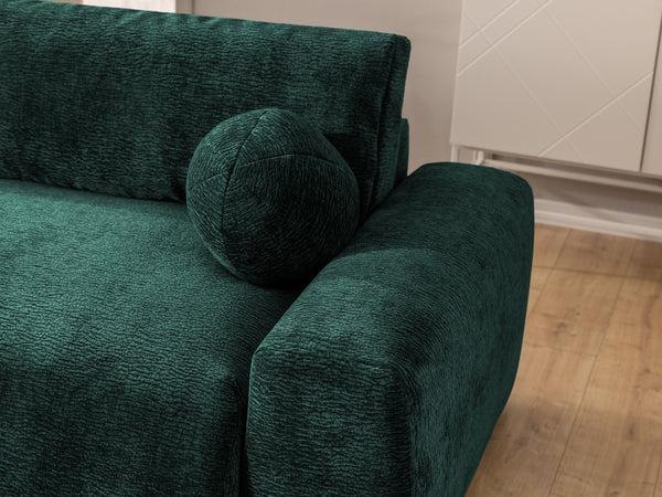 PUFFY MODULAR L-SHAPED LEFT HAND FACING CORNER SOFA BED - GREEN
