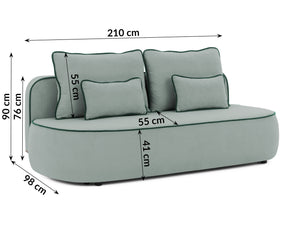 SAGA 3 SEATER SOFA BED - SAGE GREEN