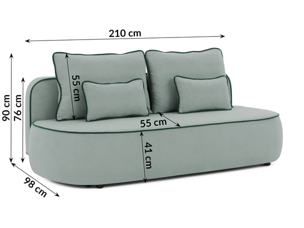 SAGA 3 SEATER SOFA BED - SAGE GREEN