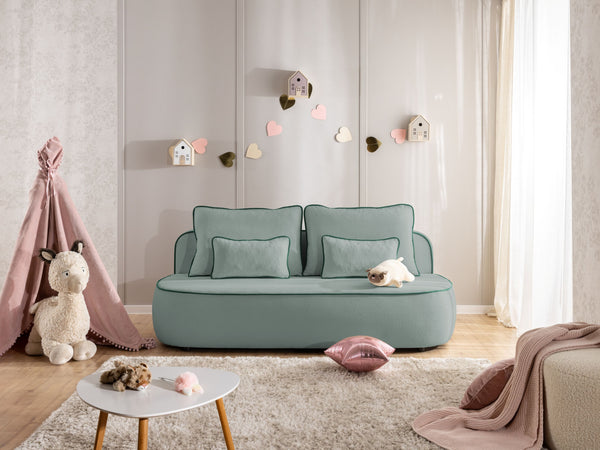 SAGA 3 SEATER SOFA BED - SAGE GREEN