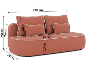 SAGA 3 SEATER SOFA BED - CORAL PINK