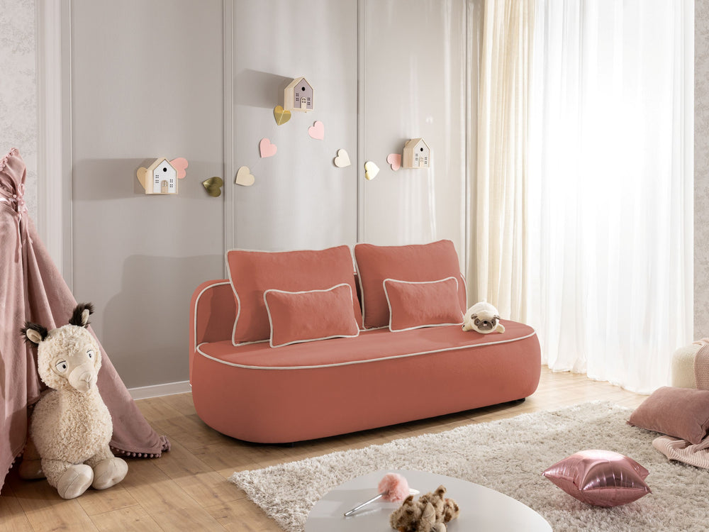 SAGA 3 SEATER SOFA BED - CORAL PINK