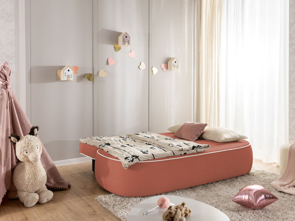 SAGA 3 SEATER SOFA BED - CORAL PINK